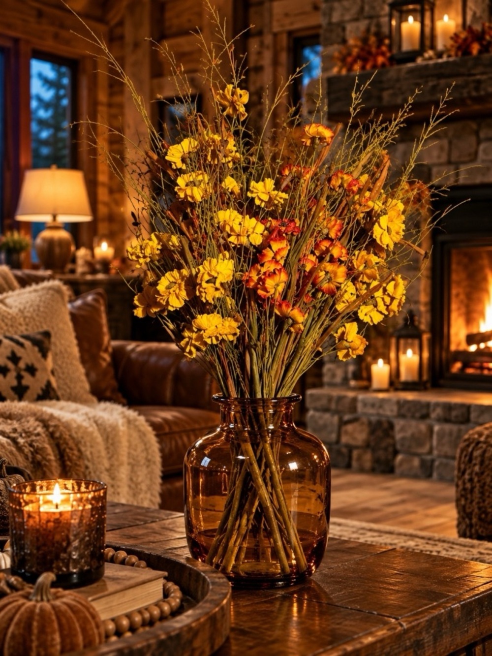 Autumn Meadow Yellow Floral Arrangement- Home Accents